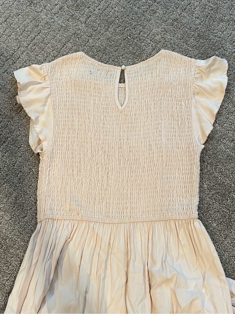 Women's Cream Smocked Bodice Maxi Dress with Flutter Sleeves - Picture 2 of 2
